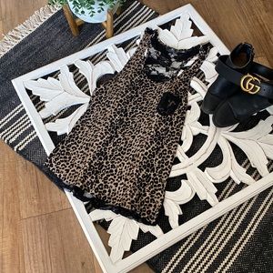 Iris Basic animal print and lace tank top. Size large.